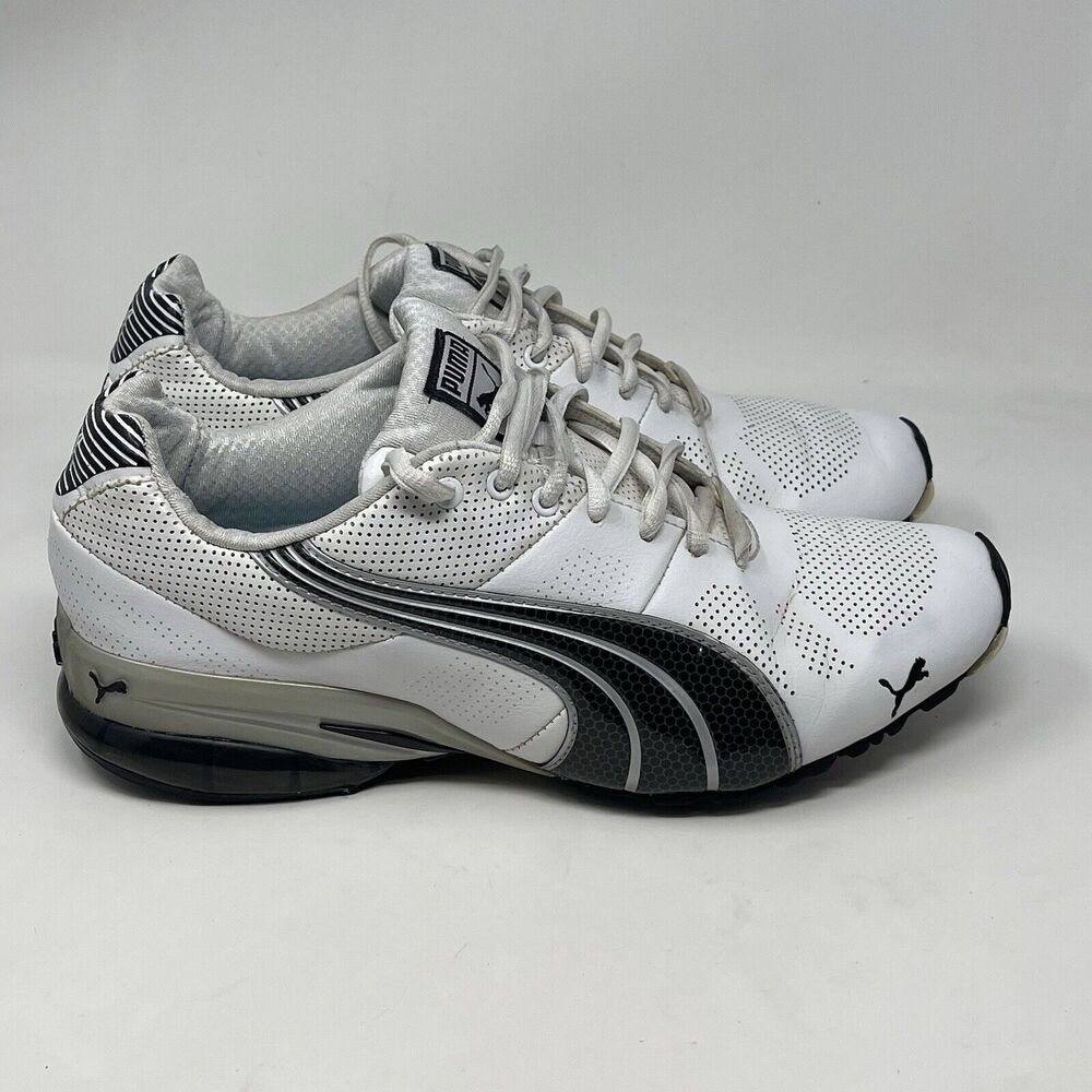 Puma Cell Hiro TLS Sneakers Mens 7.5 White Black Leather Preppy Street Shoes